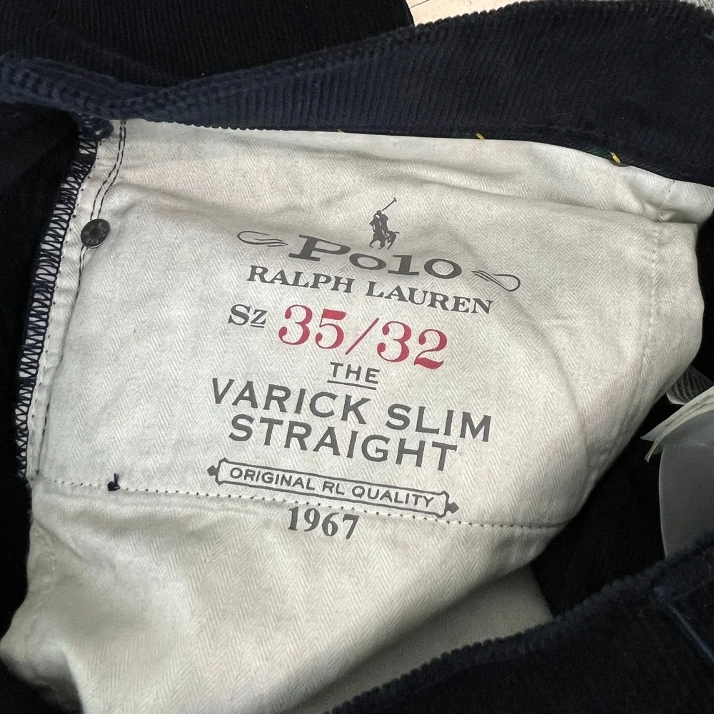 Polo‎ Ralph Lauren Varick Slim Straight Corduroy Pants Mens 35X32 Blue Preppy